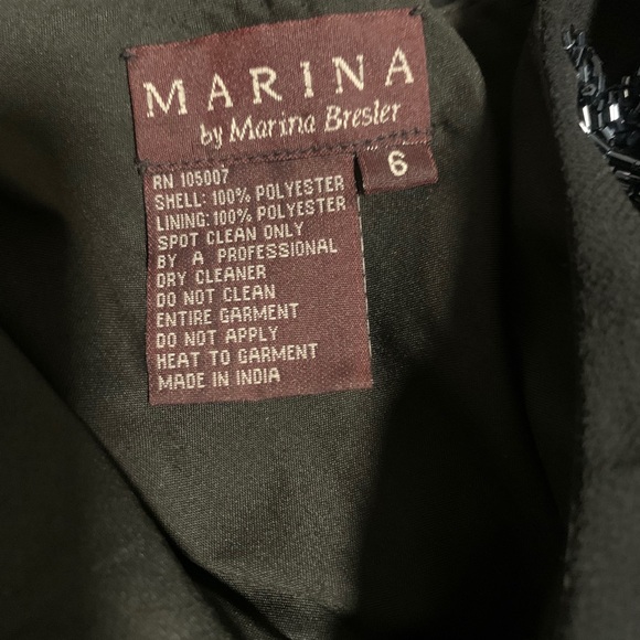 MARINA Floral Deco Beaded Mermaid Gown Black Sz 6 EUC - Picture 5 of 15